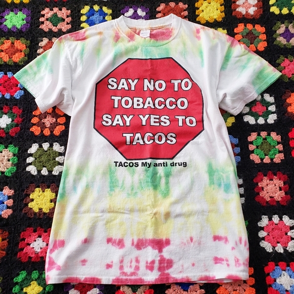 TACOS Anti-Drug Stop Sign Tie Dye Rasta Shirt Funny - Large - Picture 2 of 6